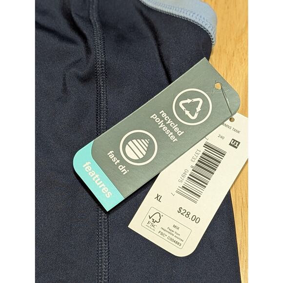 MTA Sport Tank Top Womens XL Navy Blue Green Fast Dri Athletic Cropped Zip Gym - Picture 3 of 8